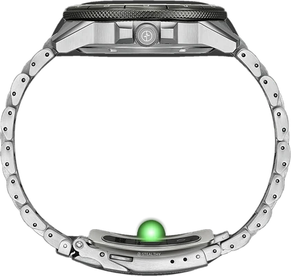 Stealthy Clasp clipped to a wristwatch strap