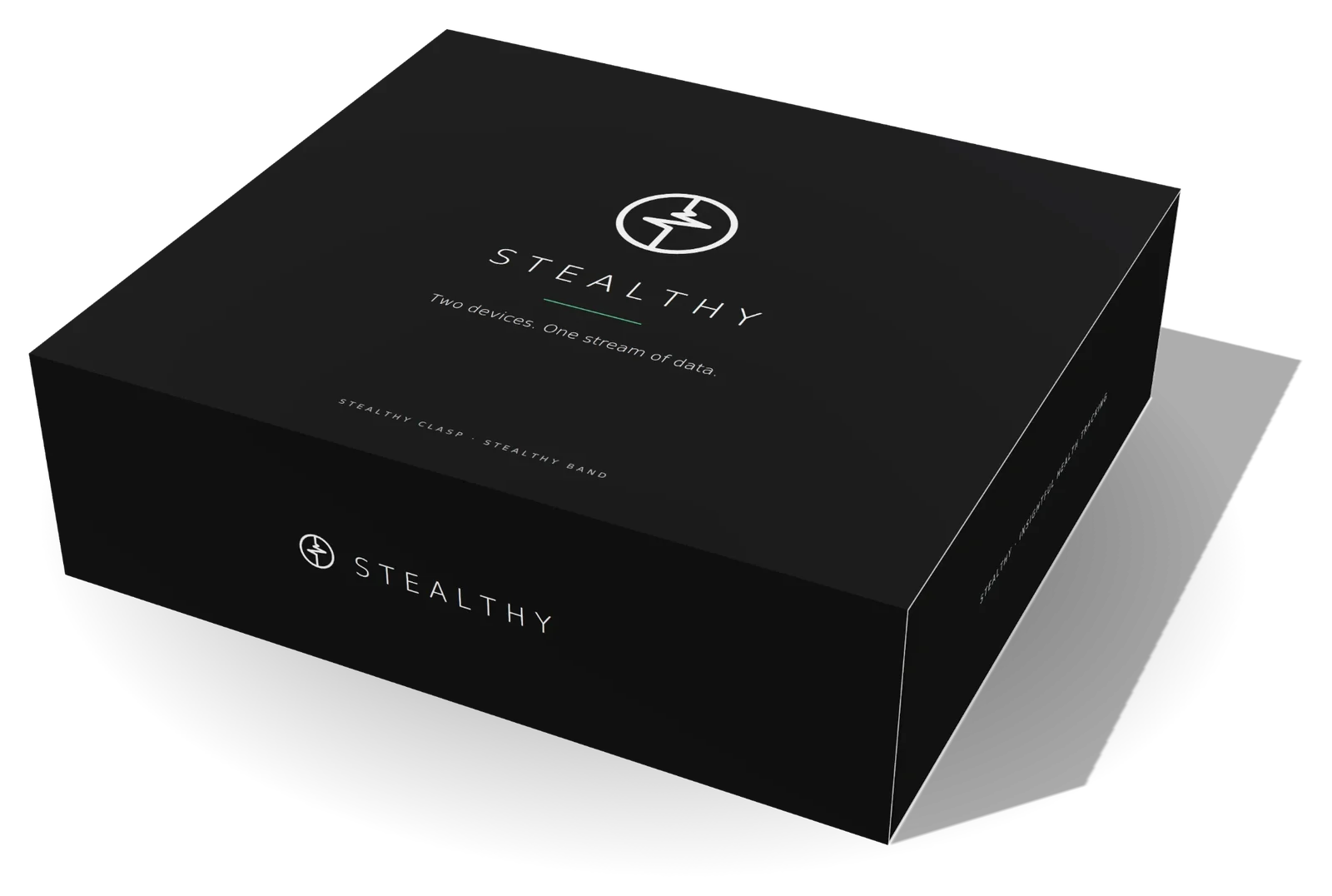 Stealthy retail box containing the Stealthy Clasp and the Stealthy Band